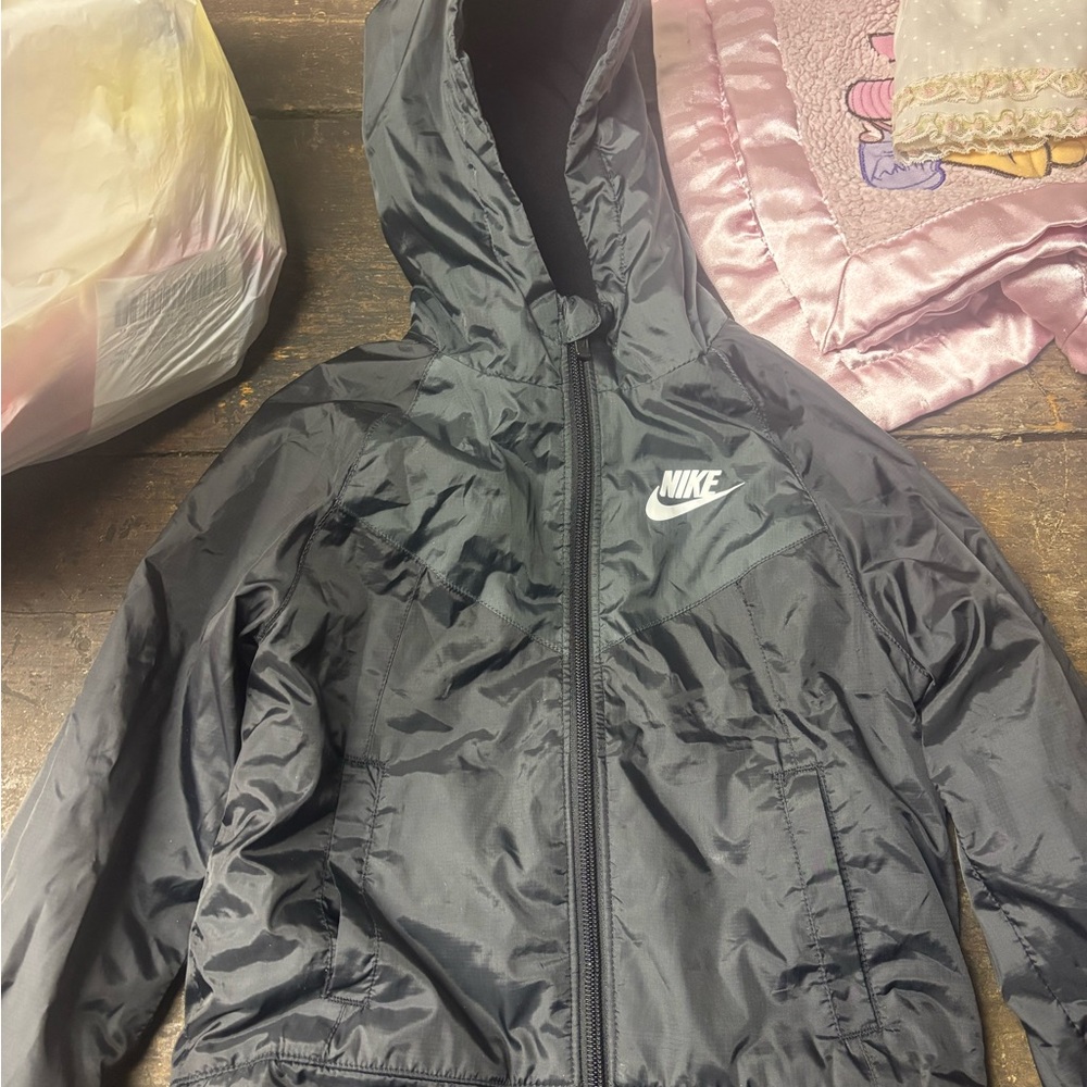 Nike Kids Black Hooded Raincoat